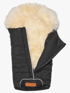 Køreposer|Nordlys Saga Lammeskindskørepose, Sort/Natur Hvid/Sort