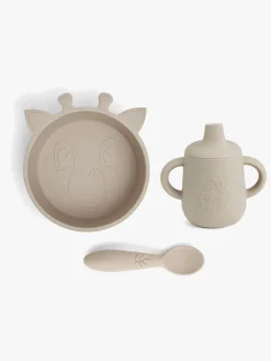 Spisetid|nuuroo Elias Giraf Tallerkensæt 3-pak Silikone, Cobblestone Beige