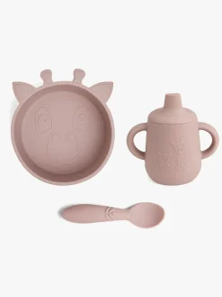 Spisetid|nuuroo Elias Giraf Tallerkensæt 3-pak Silikone, Woodrose Lyserød