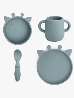 Spisetid|nuuroo Lykke Giraff Tallerkensæt 4-pak Silikone, Lead Blå