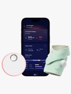 Sikkerhed|Owlet Dream Sock Babyalarm, Mint Blå