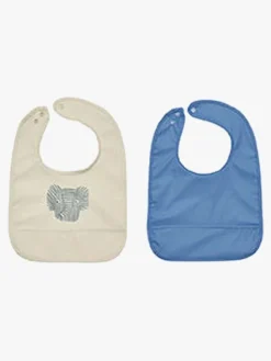 OYOY Spisetid-Erik Elefant Hagesmæk 2-pak, Beige/Blue