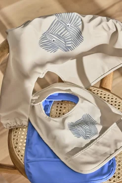 OYOY Spisetid-Erik Elefant Hagesmæk 2-pak, Beige/Blue