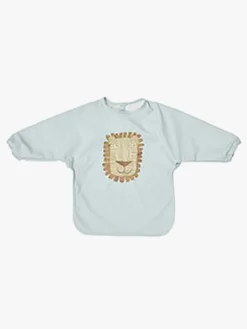 Spisetid|OYOY Lobo Løve Langærmet Hagesmæk, Ice Blue Blå