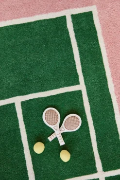 Gulvtæpper|OYOY Tennis Gulvtæppe 88x150, Green/Rose Grøn