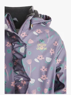 Børn PetiteCherieAtelier Regntøj-Petite Chérie Atelier Ally Foret Regndragt, Flowers Lavender Gray