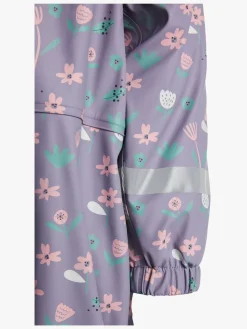 Børn PetiteCherieAtelier Regntøj-Petite Chérie Atelier Ally Foret Regndragt, Flowers Lavender Gray