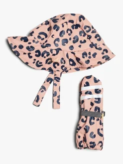 Børn PetiteCherieAtelier Regntøj|Tilbehør-Petite Chérie Atelier Lyon Regnhat & Forede Vanter, Leo Mellow Rose