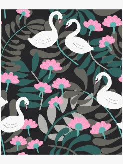 Interiør|PetiteDeco Petite Déco Tapet Swan, Sort Sort/Flerfarvet