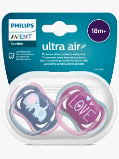 PhilipsAvent Sutter & Suttesnore-Philips Avent Ultra Air Deco Sut 2-Pak 18+m, Lyserød/Pink
