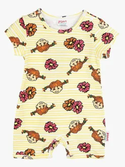 Bodyer & Heldragter|PippiLangstrump Pippi Langstrømpe Heldragt Blomster, Gul