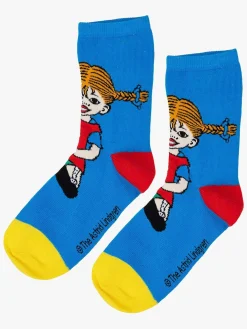 Børn PippiLangstrump Undertøj-Pippi Langstrømpe Strømper 2-pak, Blå/Rød