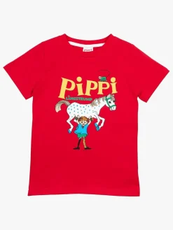 Børn PippiLangstrump Overdele-Pippi Langstrømpe T-shirt, Rød
