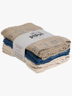 Pippi Stofbleer, Nusseklude & Babytæpper-Tæpper/ Stofbleer i Musselin 6-Pak, China Blue