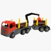 Legetøjsbiler & -Fartøjer|Plasto Tømmerlastbil med Grab, Trailer og Tømmer 74 cm
