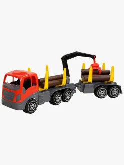 Legetøjsbiler & -Fartøjer|Plasto Tømmerlastbil med Grab, Trailer og Tømmer 74 cm
