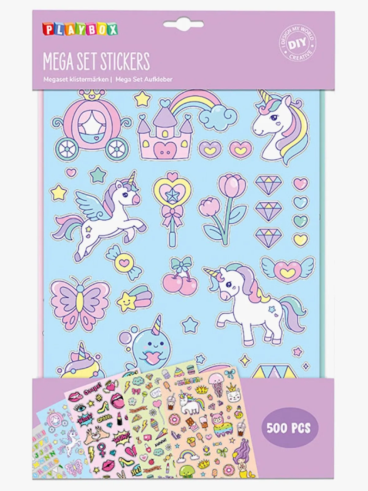 Playbox Kreativt Legetøj-Megasæt Klistermærker Enhjørning 500 Stk.