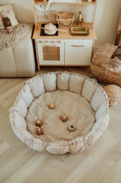 Børn PlayAndGo Interiør-Play&Go Organic Bloom Legetæppe, Stripes Blue