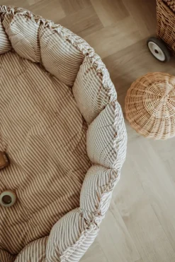 Børn PlayAndGo Interiør-Play&Go Organic Bloom Legetæppe, Stripes Blue