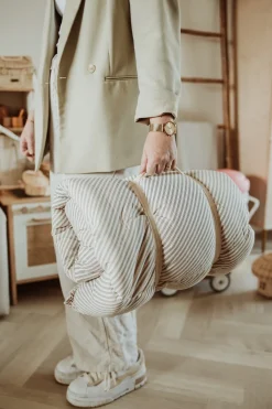 Børn PlayAndGo Interiør-Play&Go Organic Bloom Legetæppe, Stripes Blue