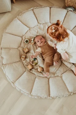 Børn PlayAndGo Interiør-Play&Go Organic Bloom Legetæppe, Stripes Blue