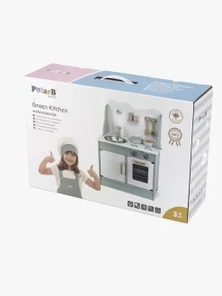 Rolleleg|PolarB Legekøkken med Tilbehør, Mint Grå/Blå/Hvid