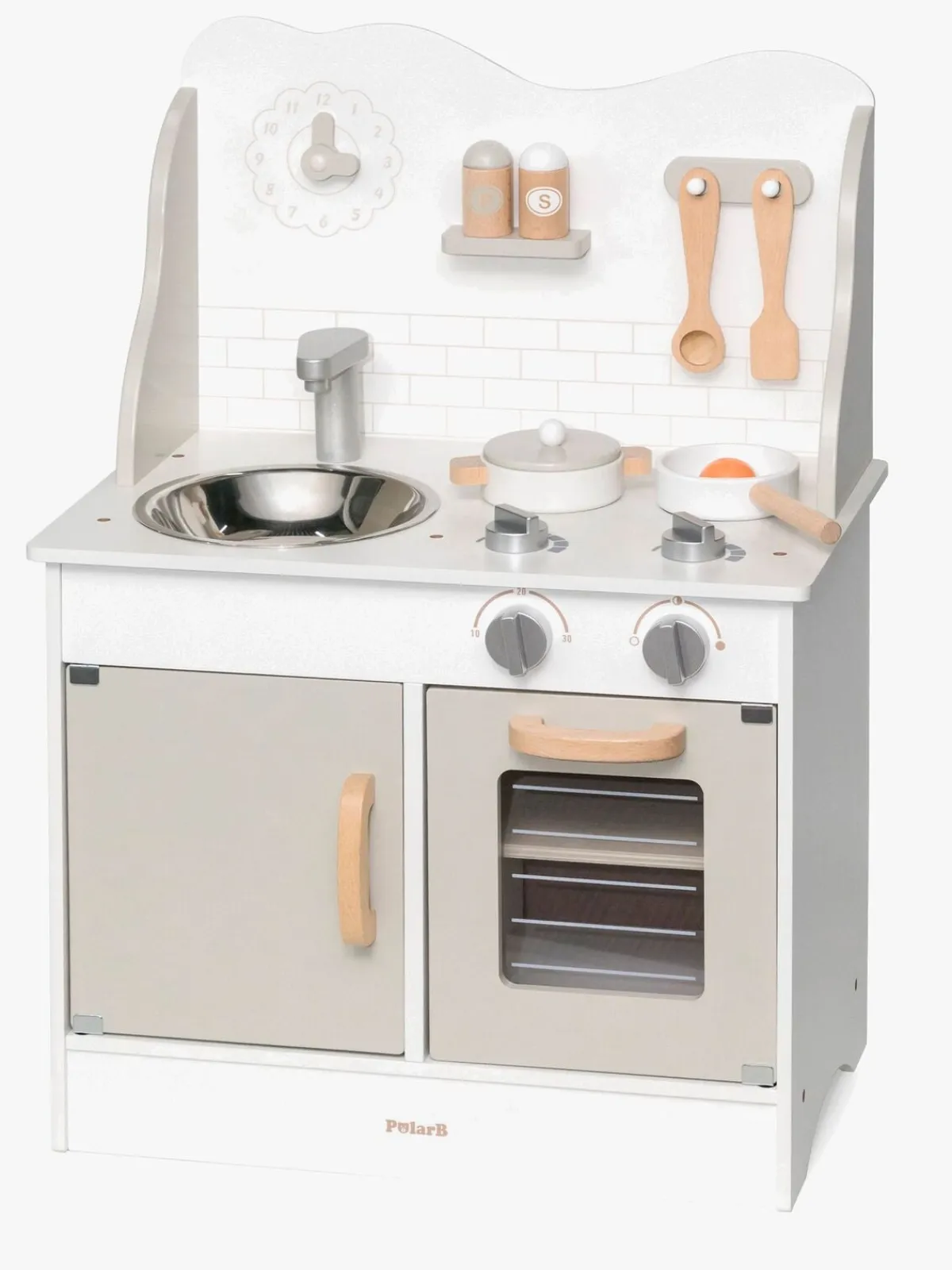PolarB Rolleleg-Legekøkken med Tilbehør, Grå