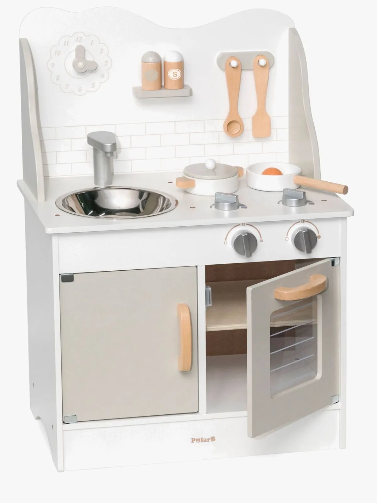 PolarB Rolleleg-Legekøkken med Tilbehør, Grå