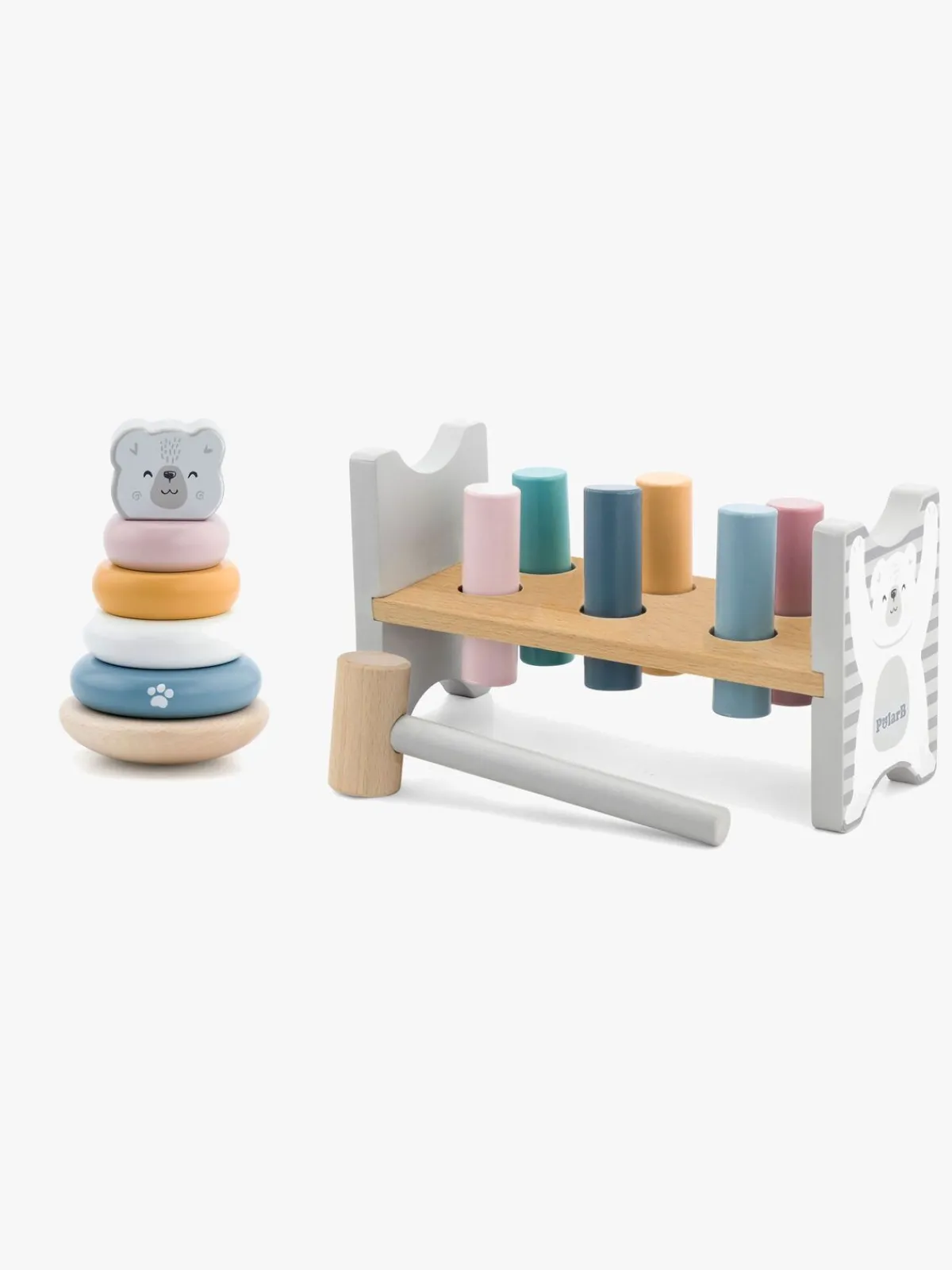 Babylegetøj|PolarB Legesæt Hammerbræt & Stablelegetøj Bjørn