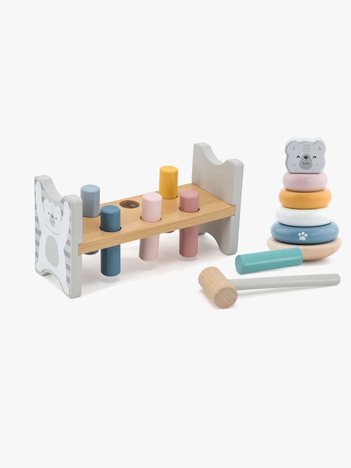 Babylegetøj|PolarB Legesæt Hammerbræt & Stablelegetøj Bjørn