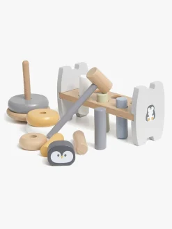 Trælegetøj|PolarB Legesæt Hammerbræt og Stableklodser Pingvin Flerfarvet