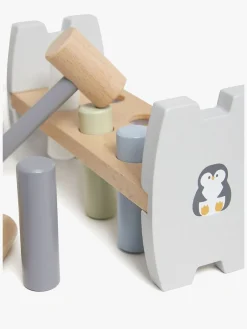 Trælegetøj|PolarB Legesæt Hammerbræt og Stableklodser Pingvin Flerfarvet