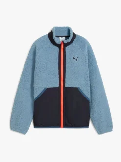 Fleecetøj|Puma Sherpa Hybrid Fleecetrøje, Cool Blue Blå/Sort