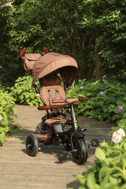 Cykler|Qplay Rito Delux 6-i-1 Sammenklappelig Trehjulet Cykel, Brun