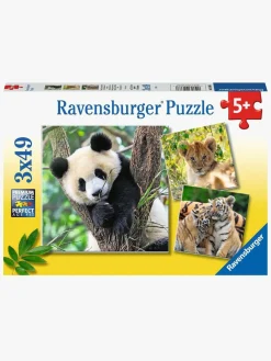 Ravensburger Spil & Puslespil-Puslespil Panda, Lion and Tiger 3x49 Brikker