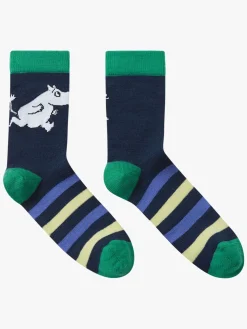 Undertøj|Reima Mumitroldene  Stribede Strømper Merinomix, Navy Blå