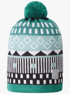 Tilbehør|Vintertøj|Reima Tipla Hue, Green Lake Grøn/Hvid/Sort