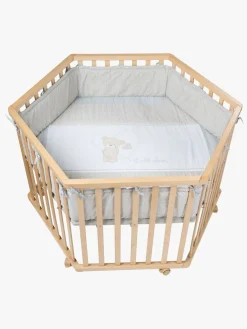 Roba Sikkerhed-Hexagon Kravlegård med Hjul, Beloved Bear Natural