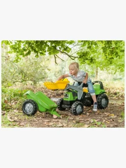 RollyToys Pedal- & Gåbiler-Rolly Toys Traktor med Frontlæsser og Anhænger, Grøn