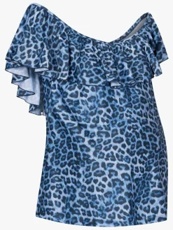 Tøj Til Mor|Saltabad Carmen Tankini Top, Blå/Hvid Leo Grå/Sort