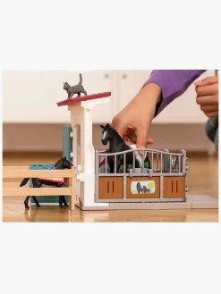 Legetøjsfigurer|Schleich Legetøjssæt Hesteboks med Hoppe og Føl Flerfarvet/Sort