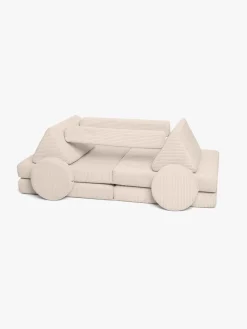 Børnemøbler|Shappy Play Bygbar Sofa 160x80 cm Kraftig Fløjl, Vanilla