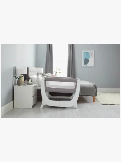 Børnesenge & Tilbehør|Shnuggle Air Bedside Crib, Dove Grey