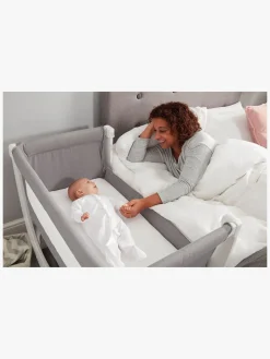 Børnesenge & Tilbehør|Shnuggle Air Bedside Crib, Dove Grey