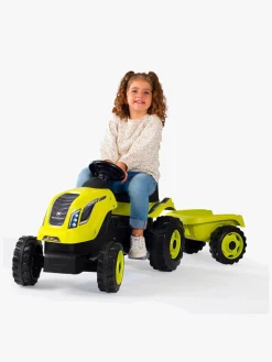 Pedal- & Gåbiler|Smoby  Farmer Traktor XL + Trailer, Grøn Sort/Gul