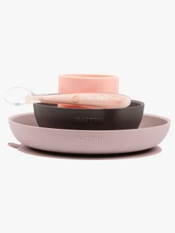 Spisetid|Nattou Soft Sili Børneservice 4 dele Lyserød/Aubergine Lilla/Lyserød/Flerfarvet