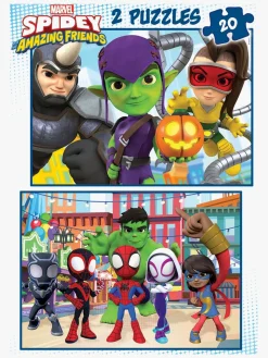 Spil & Puslespil|SpideyandFriends Spidey and His Amazing Friends Puslespil 2x20 Brikker Flerfarvet