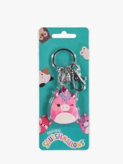 Tilbehør|Squishmallows Nøglering, Lola Lyserød/Hvid/Lilla