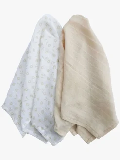 Stofbleer, Nusseklude & Babytæpper|Summerville Organic Tæppe/ Stofble i Musselin 2-pak Øko, Petal/Sandshell Beige/Hvid