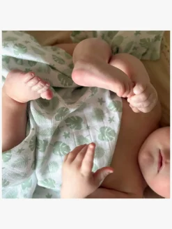 Stofbleer, Nusseklude & Babytæpper|Summerville Organic Tæppe/ Stofble i Musselin 2-pak Øko, Tropical/Green Grøn/Hvid